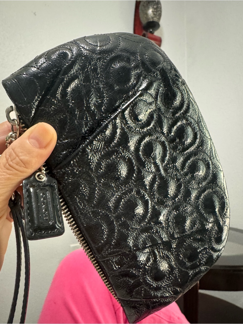 Coach Black Quilted Signature Leather Wristlet - Picture 12 of 12
